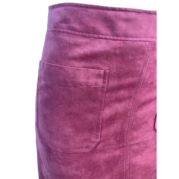 Sanctuary Womens Faux Suede Mini Skirt With Back Zipper & Pockets Burgundy Sz M - Picture 4 of 8